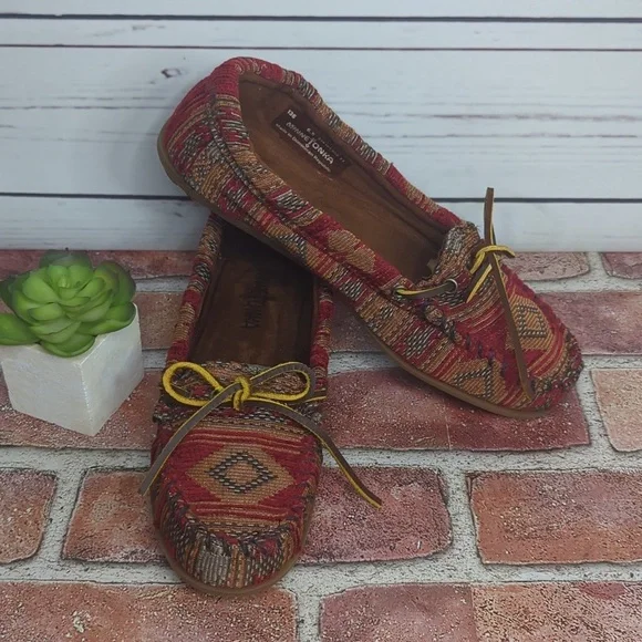 Minnetonka Baja Tapestry Southwestern‎ Boho Slip On Loafer Moccasin Women's 6.5 - Picture 7 of 16